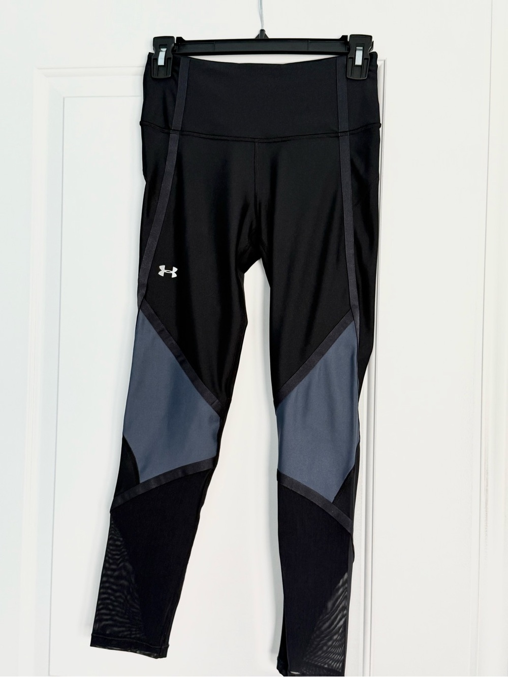 Black with blue charcoal Panel Athletic Leggings
